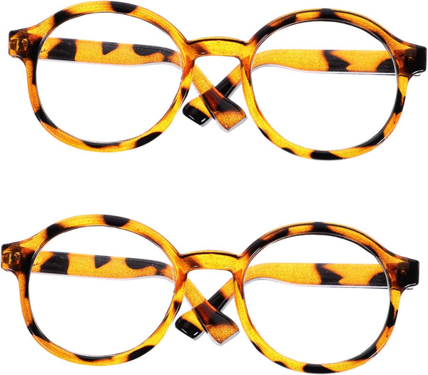 Toyvian 2pcs Clear Glasses for Kids DIY Doll Supplies, Round Retro Decorative Glasses