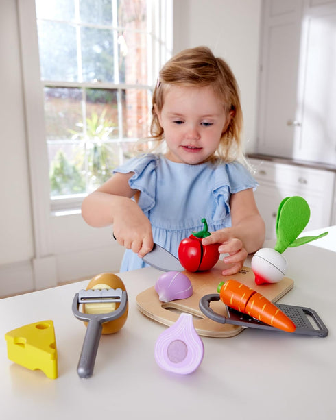 Set Hape Cooking Essentials Toy | Play Food Cutting Vegetables for Kids, Wooden Food Kitchen Accessory Toys