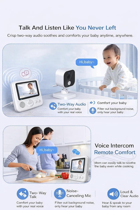 AnKeKe 2.4GHz 2.8'' 2-Way 720p Baby Monitor with Camera and Audio, No WiFi, Video Baby Monitor, Screen, Talk, Night