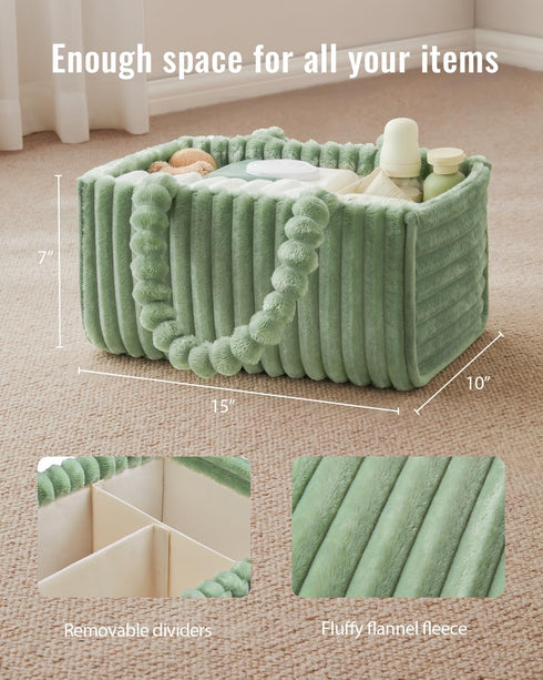 Packaging, Cozy Blissful Diary Flannel Diaper Caddy Organizer, included Gift Nursery Storage Basket, Gift for Baby