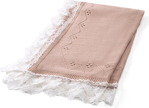 Booulfi Baby Blanket for Girl Toddler Newborn Swaddle Receiving Knit Cotton Blanket Throw Blanket Soft Crochet Preemie