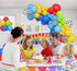 Amandir 152Pcs Balloon Arch Garland Kit, Blue Red Yellow Cow Cloud Pattern Latex Balloons for Kids Birthday Baby Shower