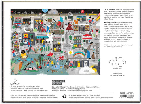 Galison City of Gratitude Puzzle – 1000 Pieces, 27” x 20”, Colorful City Map Artwork, Challenging Family Activity