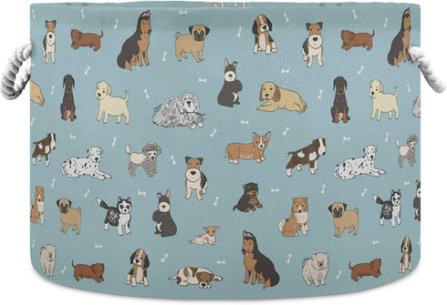 visesunny Collapsible Large Capacity Dog Cartoon Animal Clothes Toy Storage Hamper with Durable Cotton Handles