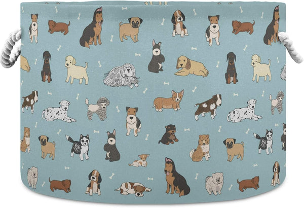visesunny Collapsible Large Capacity Dog Cartoon Animal Clothes Toy Storage Hamper with Durable Cotton Handles