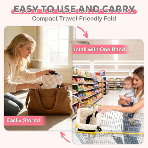 Portable Baby Shopping Cart Seat, High Chair Cover for Outdoor, One-Hand Installation Cart Seat Cover, Comfortable
