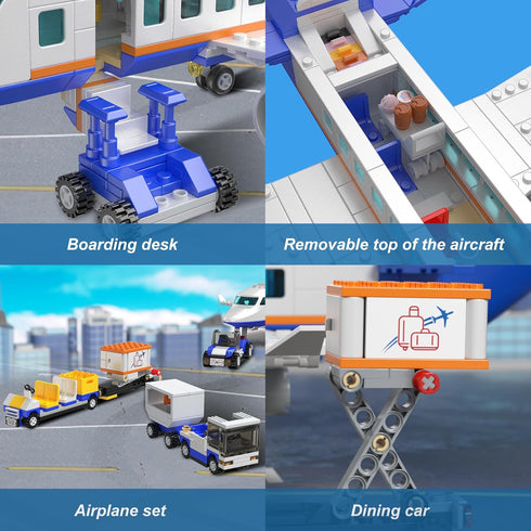 City Passenger Airplane Building Set, Compatible with Lego Plane Blocks Toy, Fun Airport Gift