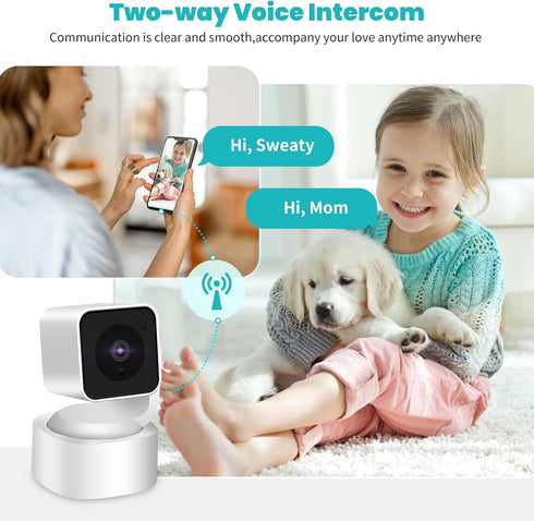 Woenergy 1080P 360 Indoor Security Camera, Cameras for Home Security Indoor with Motion Detection, Pet Cam with Phone