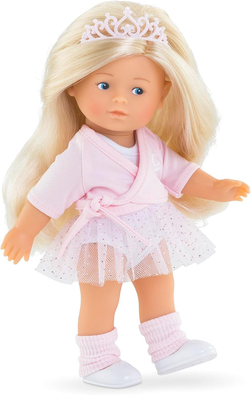 Corolle Mini Corolline Rosy Ballerina Gift Set, 8" Doll with 3 Accessories - Tiara, Ballet Sweater, Leg Warmers