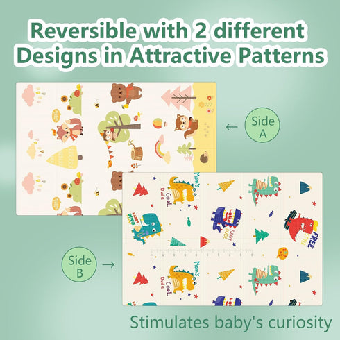 74x50 Inch, Poudee Baby Play Mat Foldable Waterproof and Non-Slip Playmats, Safe Foam Playmat, Playpen Mat, Reversible