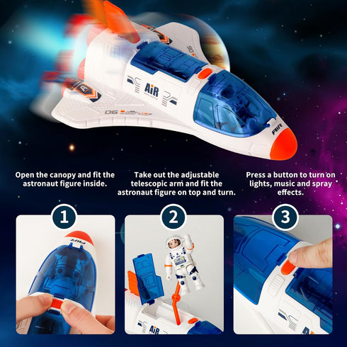 5-8 Wbzle Spaceship Shuttle Toy with Astronaut Figure - Fun Rocket Ship Space Toys for Kid, Space Toy for Boys Planet