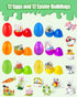 Prefilled Easter Eggs with Bunny Building Toys | Easter Basket Stuffers Fillers for Kids Gifts, Egg Hunt Prizes, Party