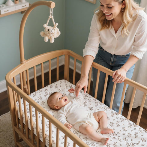 2 Pack Baby Bassinet Sheets TPU Waterproof Soft Muslin Bedside Bassinet Mattress Sheets with Bottom Elastic Band