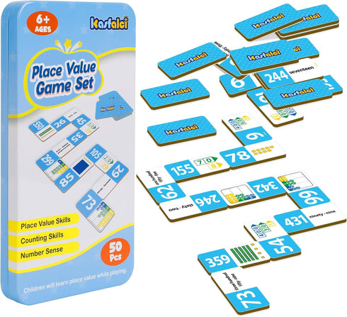 Place Value Dominoes Set, Math Manipulatives Games for Kids, Learning Activities, Preschool Supplies
