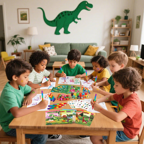 84Pcs Set BenLouis Dinosaur Party Favors Dino Theme Coloring Books Crayons Sticker Bulk for Kids Jurassic Birthday
