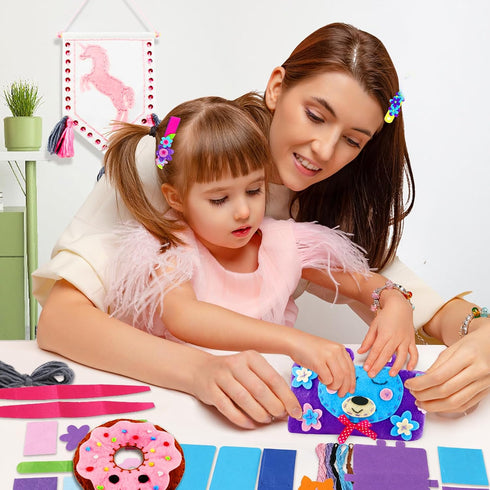 HKKYO Sewing Kit for Kids, Craft Kits for Ages 4-12, My First Sewing Kits with 7 Sew Projects for Girls and Boys