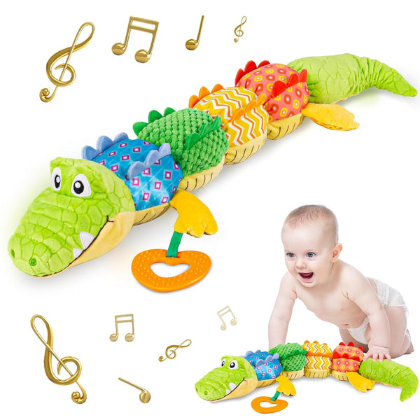 Infant Baby Musical Stuffed Animal Activity Toy with Teether, Crinkle, Rattle, Textures for Newborns 0-12 Months,
