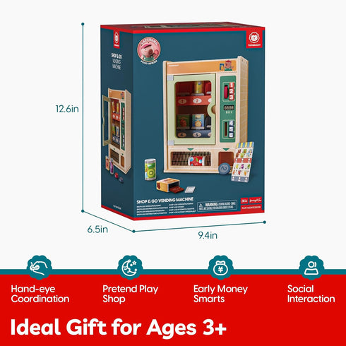 Set, 3+ TOP BRIGHT Wooden Vending Machine Play Play Food for KidsPretend Play Toys with Wooden Snack Bars and Drink
