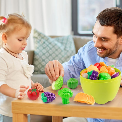 Funpynani 100Pcs Playset, 2 Kitchen Kids Pretend Cooking Play Pots, Pans, Utensils, Cookware, Toy Food Fruits Veggies