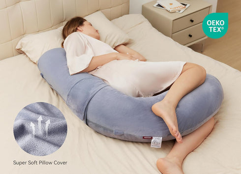 Momcozy Pregnancy Pillow, Original F Shaped Maternity Pillow for Pregnant Women with Adjustable Wedge Pillow, Full Body