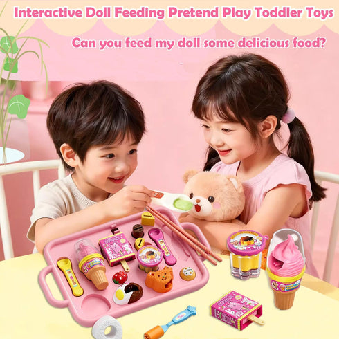 Wesfen Pudding Ice Cream Feeding Toys for Dolls,Pretend Play Food Kitchen Accessories, Doll Role Play Girl Gifts Toys