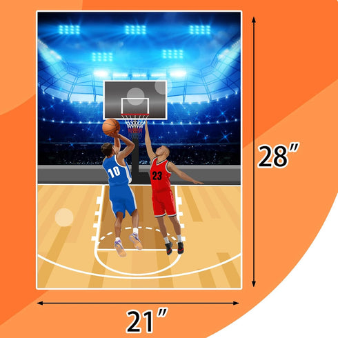 PLULON Basketball Party Game, Pin The Basketball on The Hoop with Stickers for Kids Birthday Party