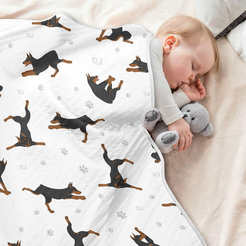 30" 40", Multi1 Swaddle Blanket Exercises Doberman Dog Cotton Blanket for Infants, Receiving Blanket, Lightweight Soft