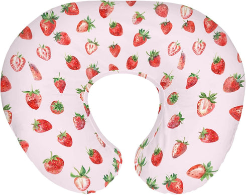 Red Strawberries Baby Nursing Pillow Covers for Boy Girl Watercolor Strawberries Fruit