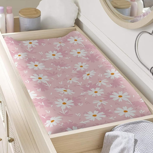Psesaysky Daisy Changing Table Cover Waterproof Nursery Pad Change Cover Breathable Stretchy Diaper Changing Cover Soft
