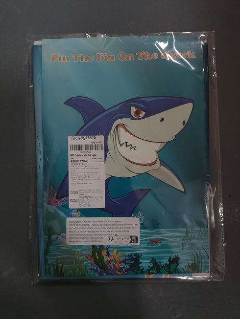 FEPITO Pin The Fin on The Shark Game, 24 Pcs Fins for Shark Birthday Party Decoration Supplies