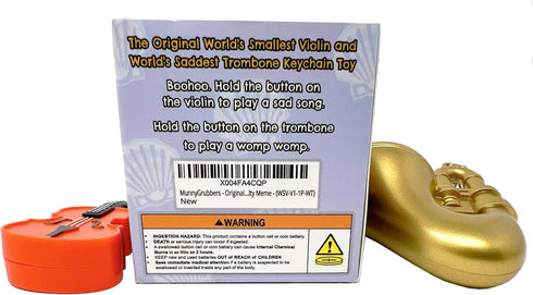 (WSV-V1-1P-WT) MunnyGrubbers - Original World's Smallest Violin & World's Saddest Trombone Toy Keychain with Playable