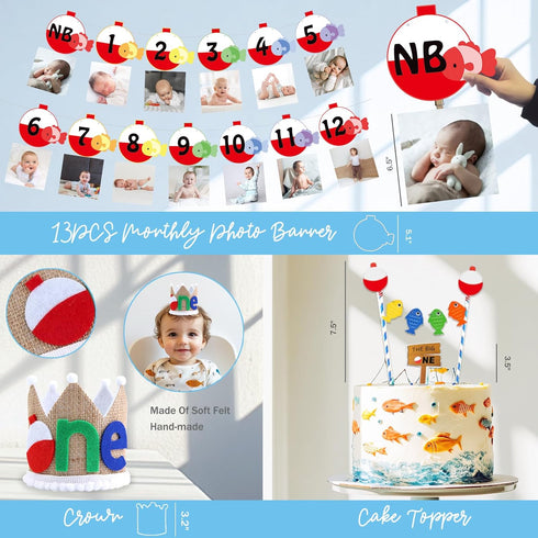 Hombae 1st Ofishally One Birthday Decorations, Gone Fishing Party Decorations Backdrop, The Big One Backdrop Balloon
