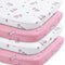 Bassinet Sheet 4 Pack for Baby Girls, Bassinet Sheets Universal Fit for