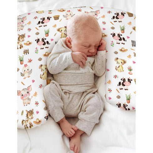 Farmland Cute Pastel Farm Animals Baby Nursing Pillow Covers for Boy Girl Farmhouse Pig Cow Chick Dog Meadow Nursing