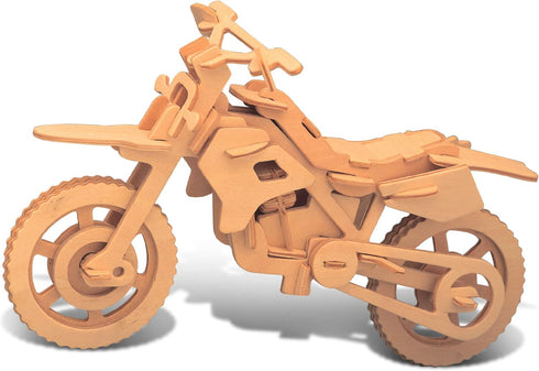 Puzzled 3D Puzzle Dirt Bike Wood Craft Model Kit, 60 Pieces Pack, Fun Educational DIY Wooden Toy to Build & Paint
