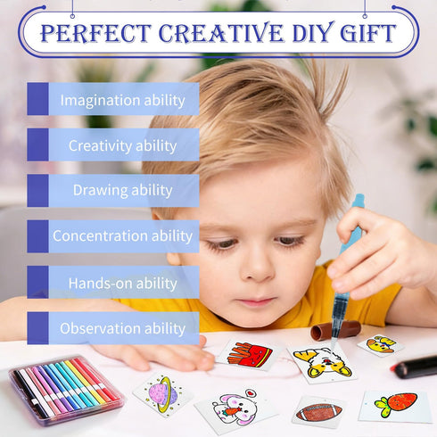 Liktoy 78pcs Set, 3D 4 5 6 7 8 9 10- Magic Foam Texture Painting Kit - Arts and Crafts for Kids, Puffy Magic Paint DIY