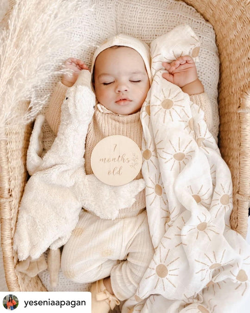 100% Set| Miaoberry Organic Cotton Baby Muslin Swaddle Blanket Golden Boho Sunrays| Gender Neutral for Boys