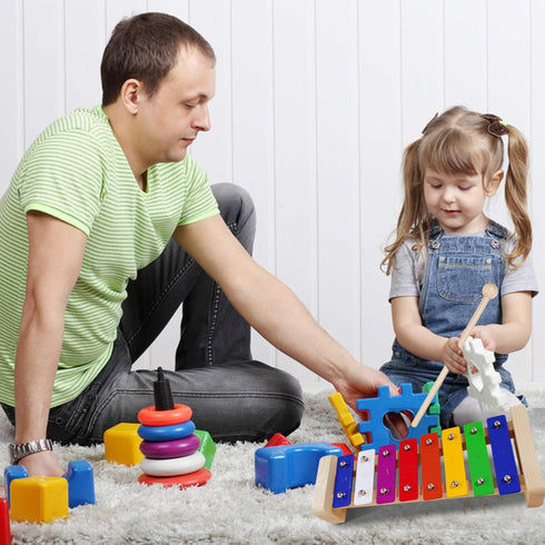 Xylophone for Kids - Glockenspiel with 2 Child Safe Mallets, Colorful Metal Bars for Toddlers