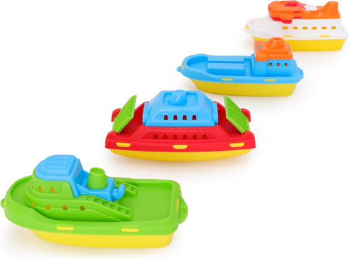Toyland Pack 4 3 of Floating Boats - Cargo Ship, Cruise Liner, Fishing Boat & Container Ship - Bathtub, Pool, and Water