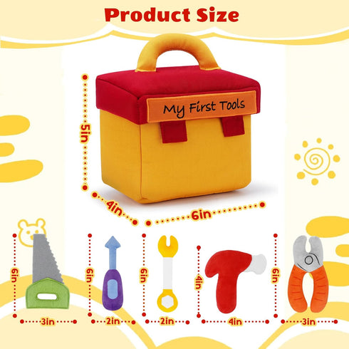GERBIT Set Toolbox 5 My First Tool Plush, Baby Plushy with Pcs Tool Plushies for Toddlers, First Birthday Gifts