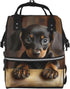 HJTRW Dog Dachshund Diaper Bag Backpack for Women Waterproof Mummy Backpack Large Nappy
