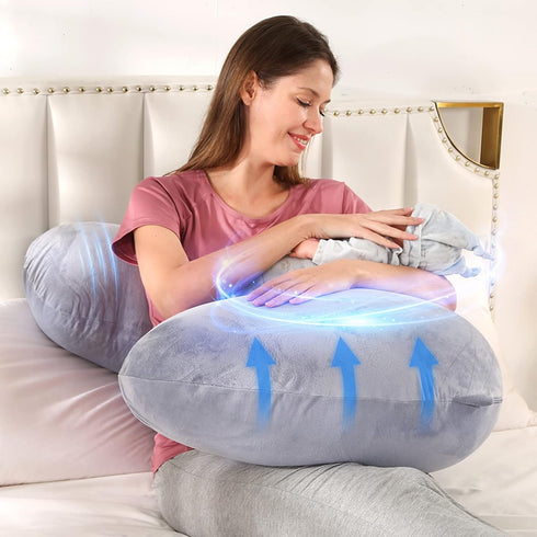 BATTOP Pregnancy Pillows for Sleeping,Pregnancy Must Haves Maternity Body Pillow with Cooling Washable Cover,New Mom