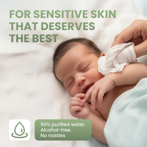 100% (Pack 4) Eco Wave Baby Wipes, Compostable Eco-Friendly Bamboo Wipes, Unscented, Hypoallergenic, Vegan