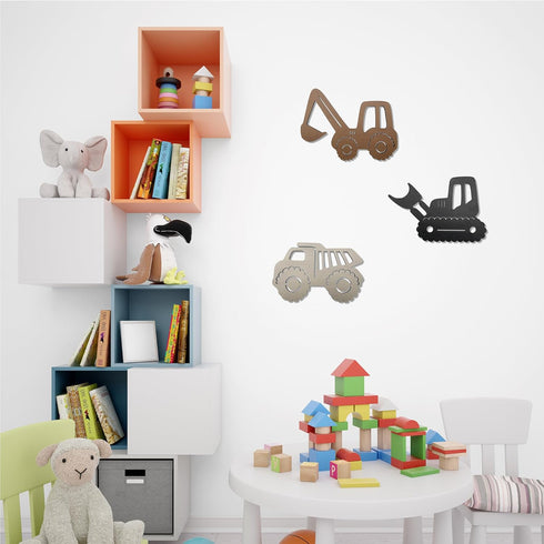 Ajqiomh Construction Trio Nursery Wall Decor Wooden Construction Vehicles Decor Kids Room Wall Decor Kids Room Decor