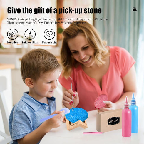 2Pcs Pick and Peel Stone Kit, Skin Picking Fidget Toys, Picky Pad Stone, Pick Stone Kit for Anxiety Relief, Adult