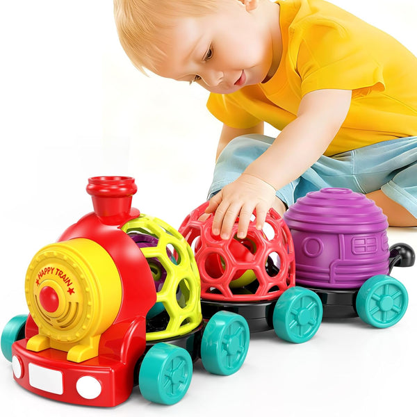 WEEJOYGAM Train Baby Toys 6-12 Months, Infant Soft Cars for Toddlers 1-3 Boy
