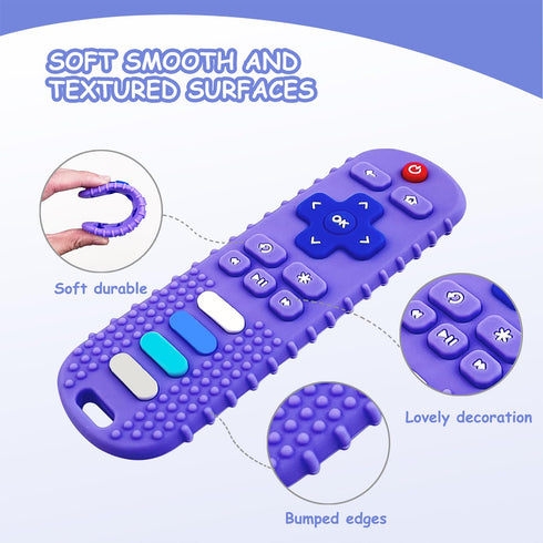 3Pcs Silicone Teething Toys | Remote Control Shape Teethers for Babies, BPA Free, Dishwasher Safe
