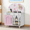 Arlopu Play Kitchen Set, Kids Interactive Pretend Kitchen Playset with Curtained Cabinet,