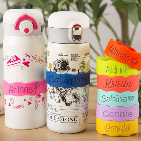 Personalized Baby Bottle Labels for Daycare, Silicone Water Bottle Bands Name Labels for Daycare, Kids Drink Bands