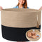 XXXXL WASHABLE Blanket Basket, Living Room Boho 24" x 17" 2PCs Woven Rope Basket for Blankets, Laundry